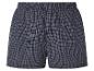 Donkere geruite herenboxershorts met elastische tailleband en knoop.