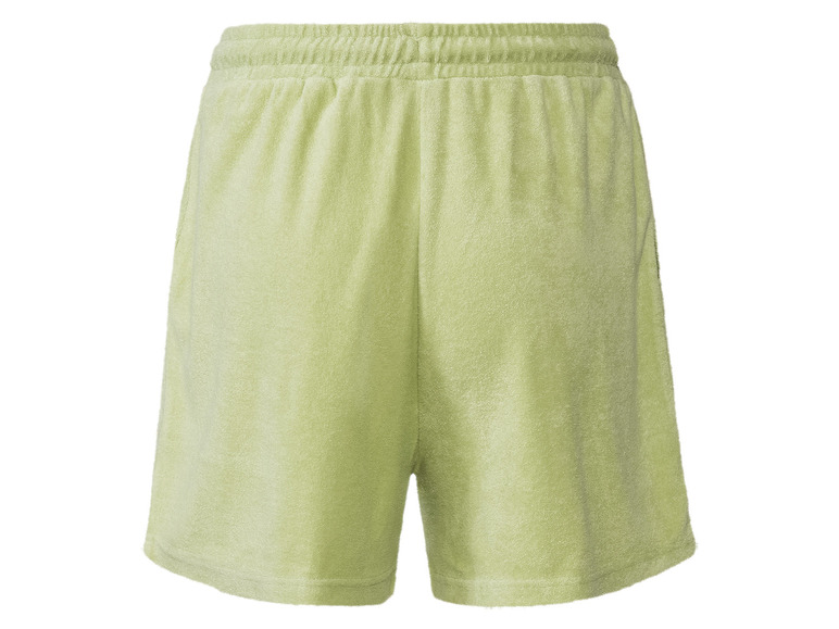 Groene badstof shorts met elastische tailleband.