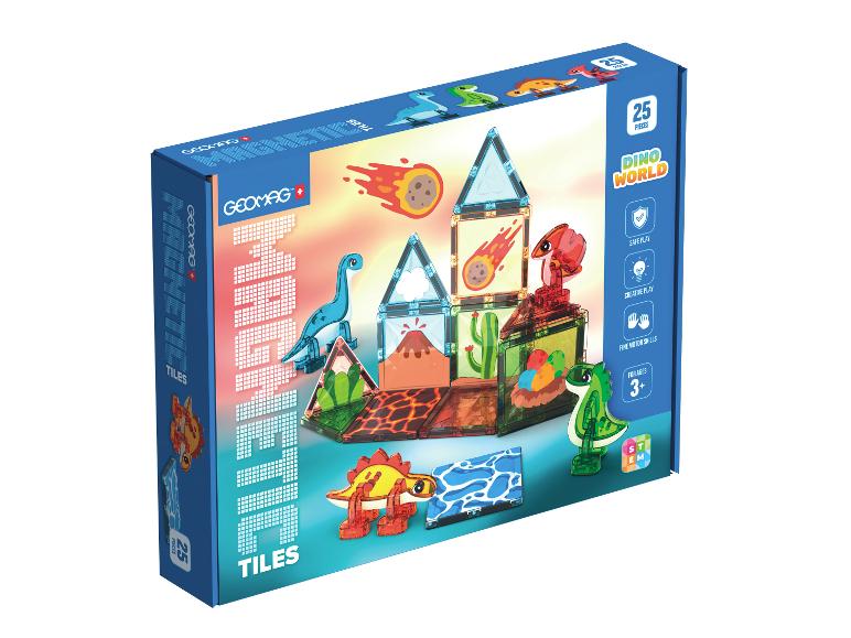 Magnetische tegels set met 25 stuks, met een Dino World thema voor 3+.