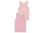 Twee roze tanktops, één gestreept en één effen.