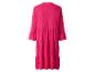 Fuchsia dames maxi-jurk met lange mouwen en ruches.