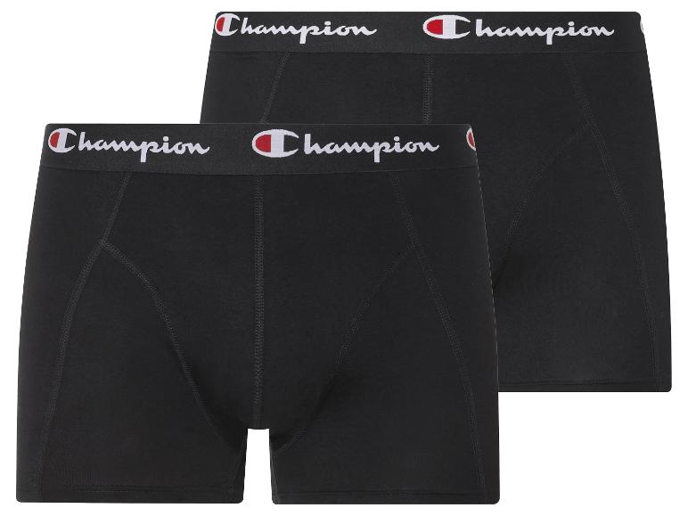 Twee zwarte Champion boxershorts.