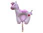 Roze en witte eenhoorn pony folieballon met kleurrijke linten.