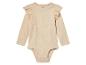 Beige baby romper met lange mouwen en kanten details