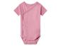 Roze babyromper met korte mouwen en drukknopen