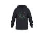 Zwarte hoodie met grafische print van de evolutie van boormachines.