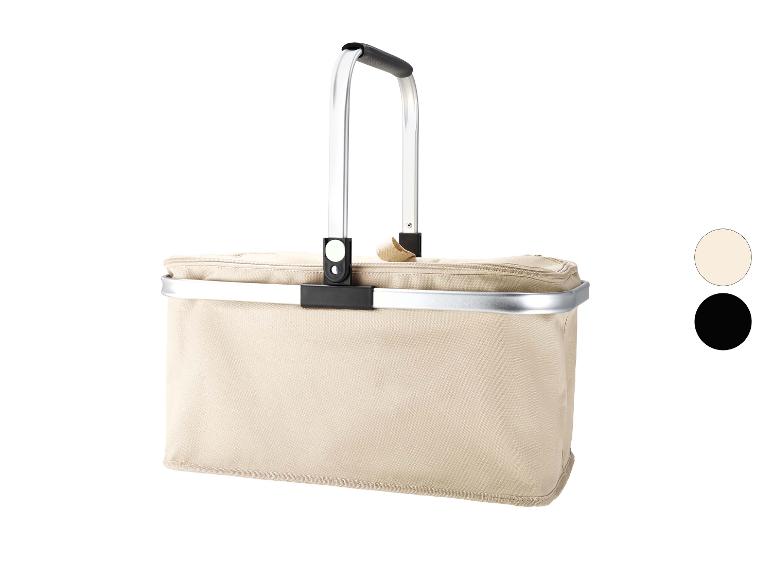 Beige opvouwbare boodschappenmand met aluminium handvat