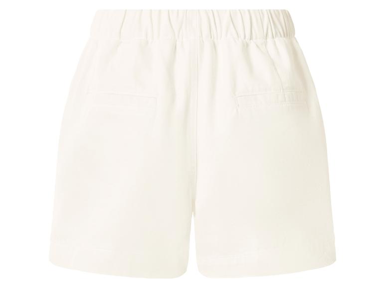 Dames off-white shorts met elastische tailleband en achterzakken.