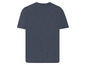 Een donkerblauw T-shirt met korte mouwen.