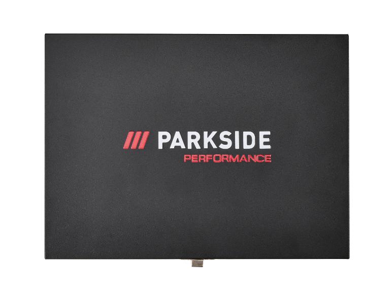 Zwarte doos met witte en rode letters 'PARKSIDE PERFORMANCE'.
