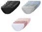 Vijfpacks dames kanten slips in zwart, blauw/grijs en roze/wit.
