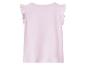 Lichtroze meisjes T-shirt met ruchesmouwen, achteraanzicht.