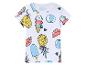 Kinder T-shirt met ananassen, ijsjes, ballen en watermeloenen; zomerse stijl.