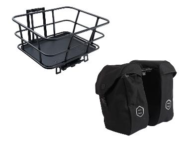 Urban E-bike fietstassen of fietsrek met -mand