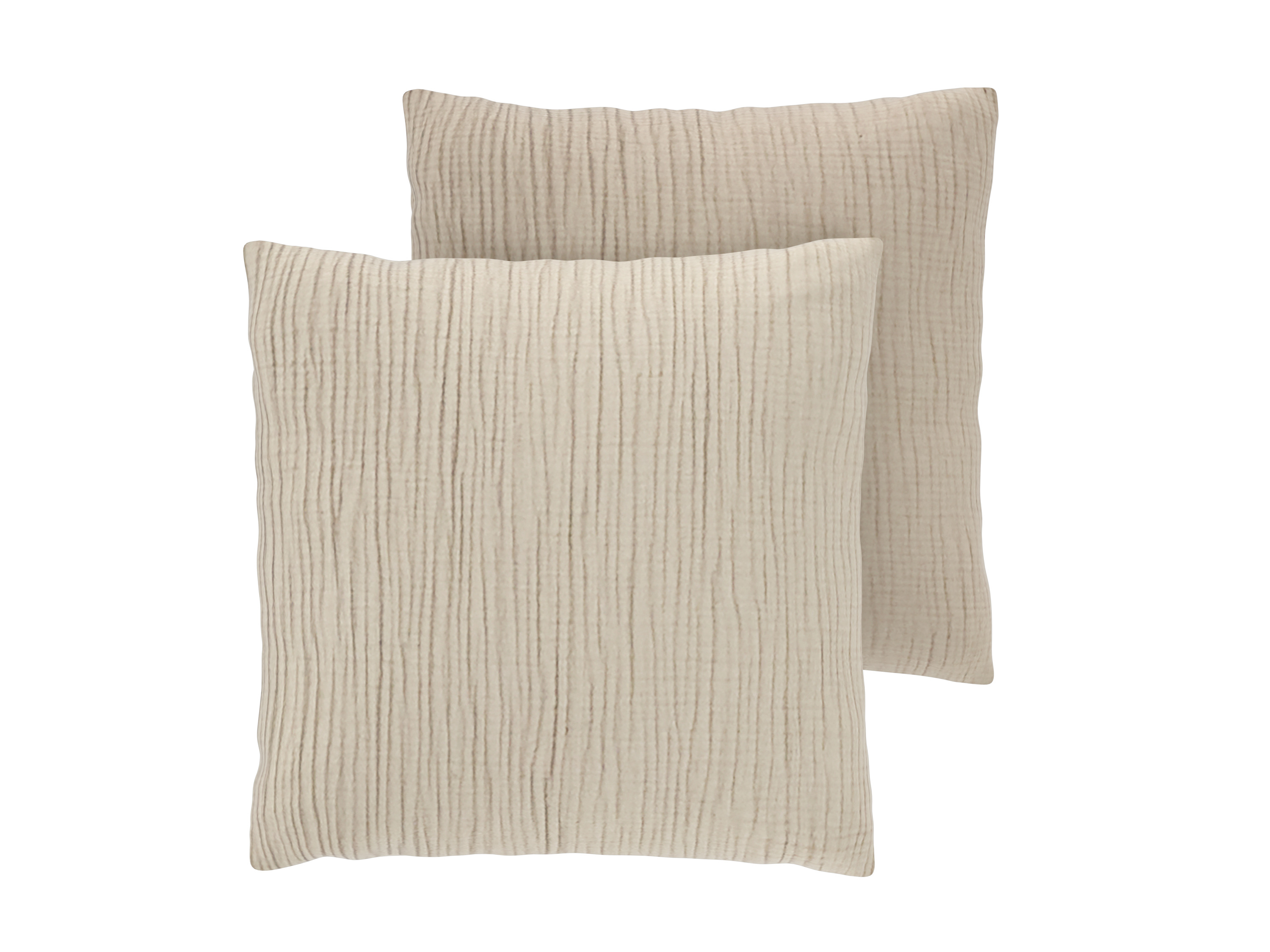 LIVARNO Set van 2 mousseline kussenslopen 50 x 60 cm (Beige)