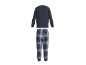 Donkerblauw heren shirt met lange mouwen en blauwe geruite pyjamabroek.