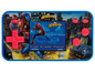 Een blauwe Spider-Man Cyber Arcade Pocket handheld-spelconsole van Lexibook.