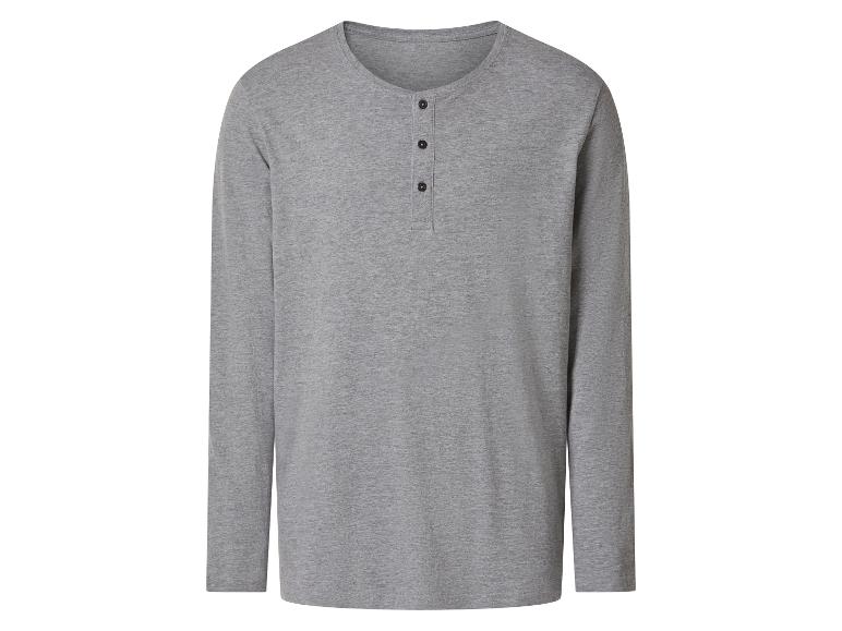 Grijs Henley-shirt met lange mouwen en drie knopen
