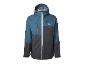 Blauw en grijs heren outdoorjack met capuchon en oranje accenten