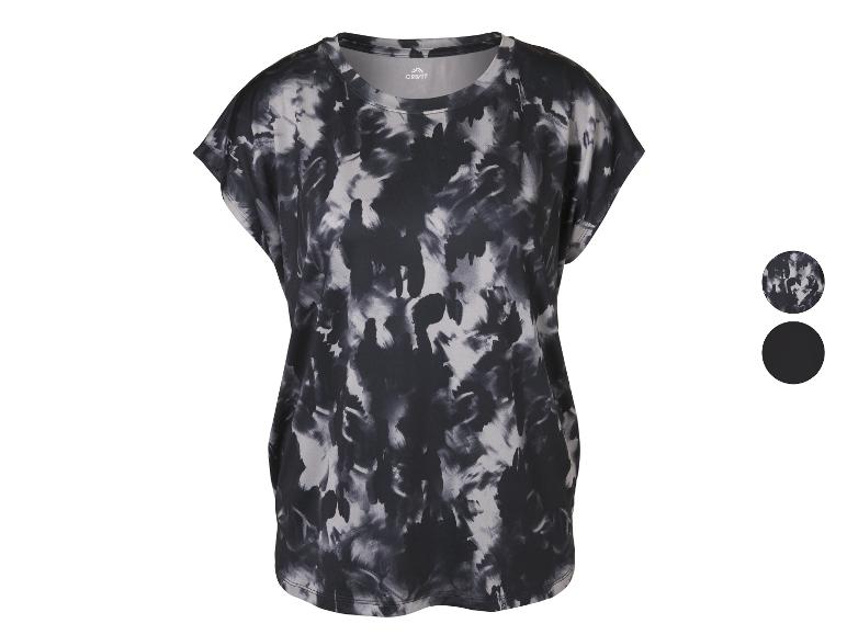Dames sportshirt met zwart-wit tie-dye patroon, met effen kleuropties.