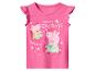 Roze meisjes-T-shirt met stripfiguren en de tekst 'sweet Dreams Baby sister'.