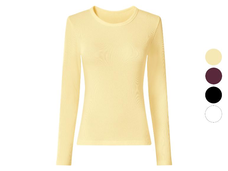 Geel geribbeld T-shirt met lange mouwen en kleuropties.