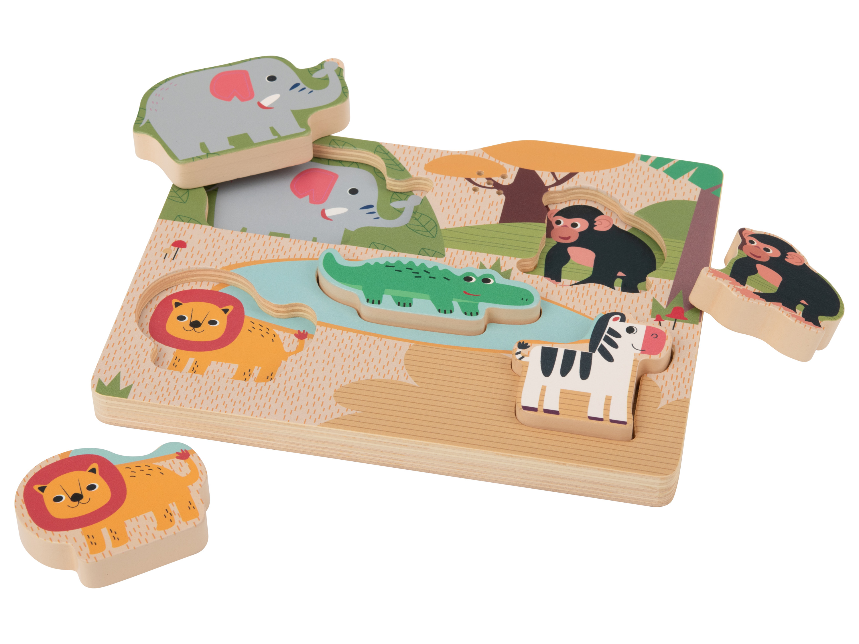 lupilu Houten puzzel met geluid (Safari) afbeelding