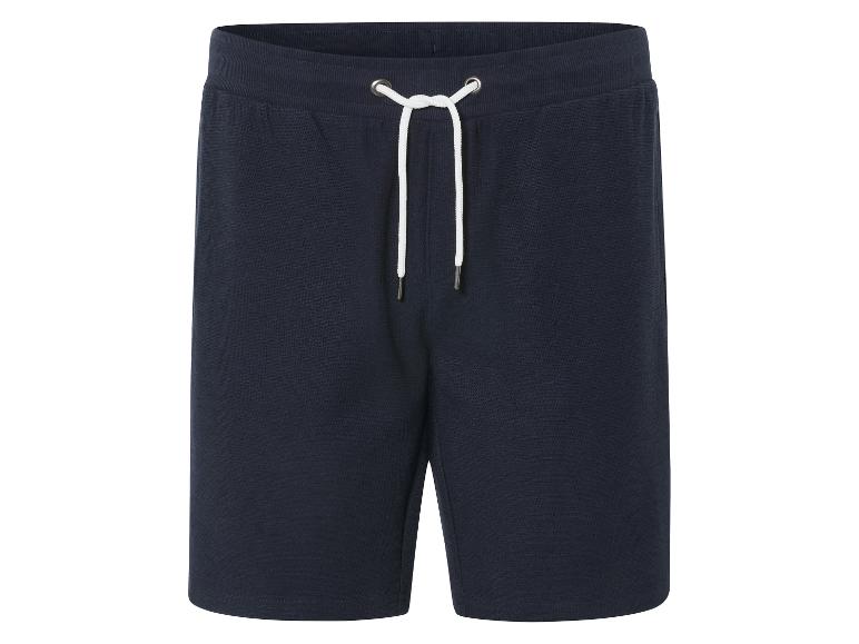 Donkerblauwe sport shorts met trekkoord.