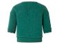 Groene kinderhoodie met lange mouwen en knoopsluiting aan de achterkant.