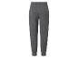 Grijze joggingbroek met elastische tailleband en boorden bij de enkels.
