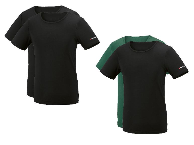 Twee zwarte en één groene Parkside heren thermoshirts