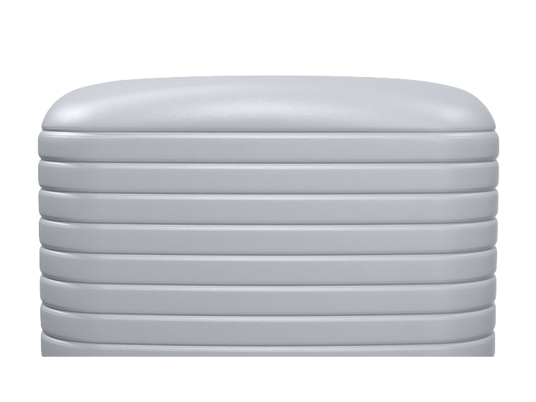 Een grijze plastic watertank.