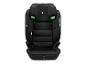 Zwart kinderautostoeltje met groene details en witte tekst 'Flux Isofix eXT'.
