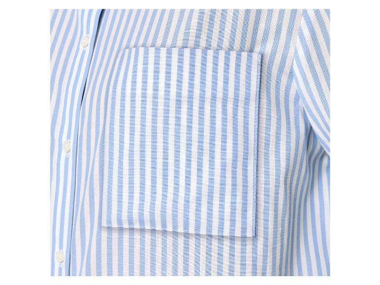 Blauw-wit gestreept overhemd met een borstzak.