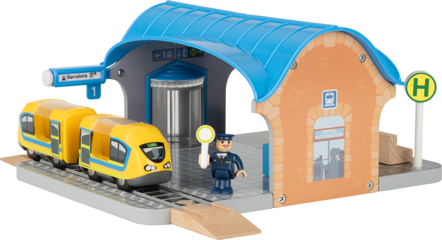 LUPILU Houten treinbaan uitbreidingsset (Treinstation-set)