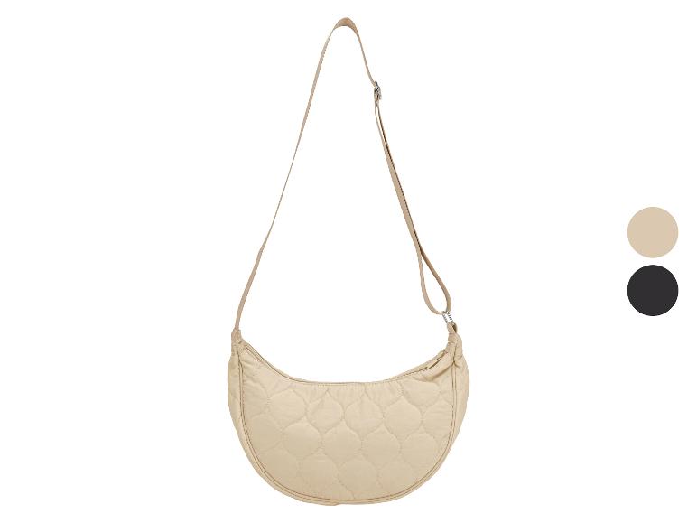 Beige gewatteerde schoudertas met verstelbare riem, ook verkrijgbaar in zwart.