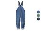 Blauwe waterdichte kinderoveral met reflecterende elementen en voetlussen