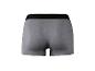 Grijze boxershort met zwarte elastische tailleband, achteraanzicht.