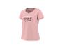 Roze dames T-shirt met bloemenprint en de tekst 'NEVER STOP GROWING BLOOM'.