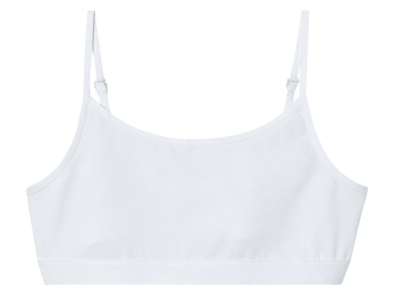 Een witte, basic sportbeha met spaghettibandjes.