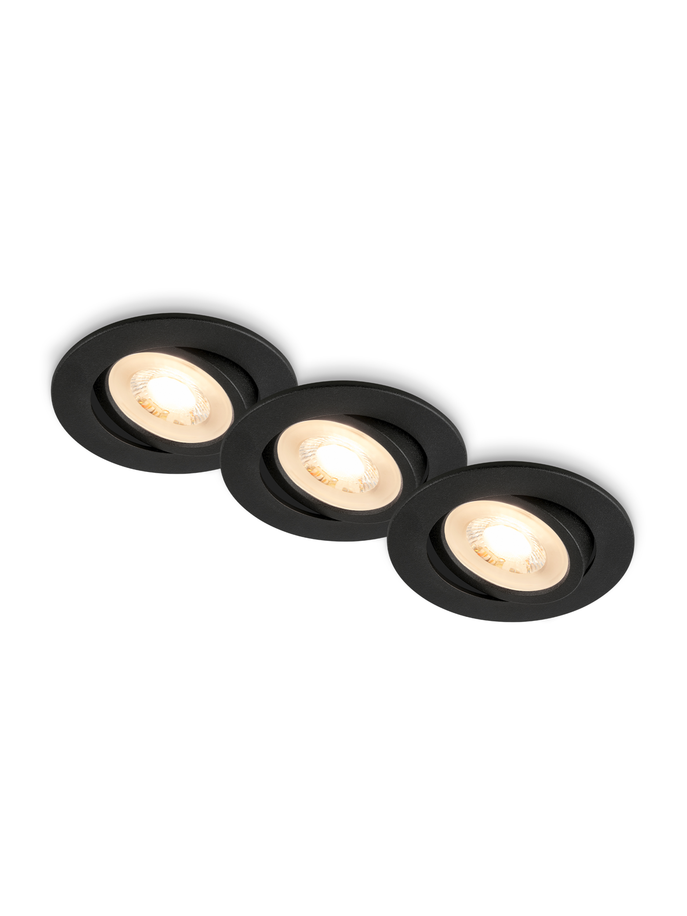 BRILONER LED-inbouwspots (Set van 3, Zwart)