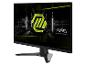 Zwarte gamingmonitor met een gloeiend groen logo en de tekst 'MAG MSI ARSENAL GAMING' op het scherm.