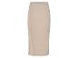 Lange beige gebreide rok.