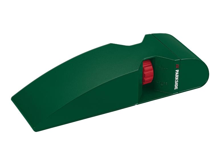 Groene Parkside gereedschapshouder met een draaiknop.