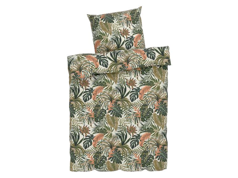 Beddengoedset met tropisch dessin.