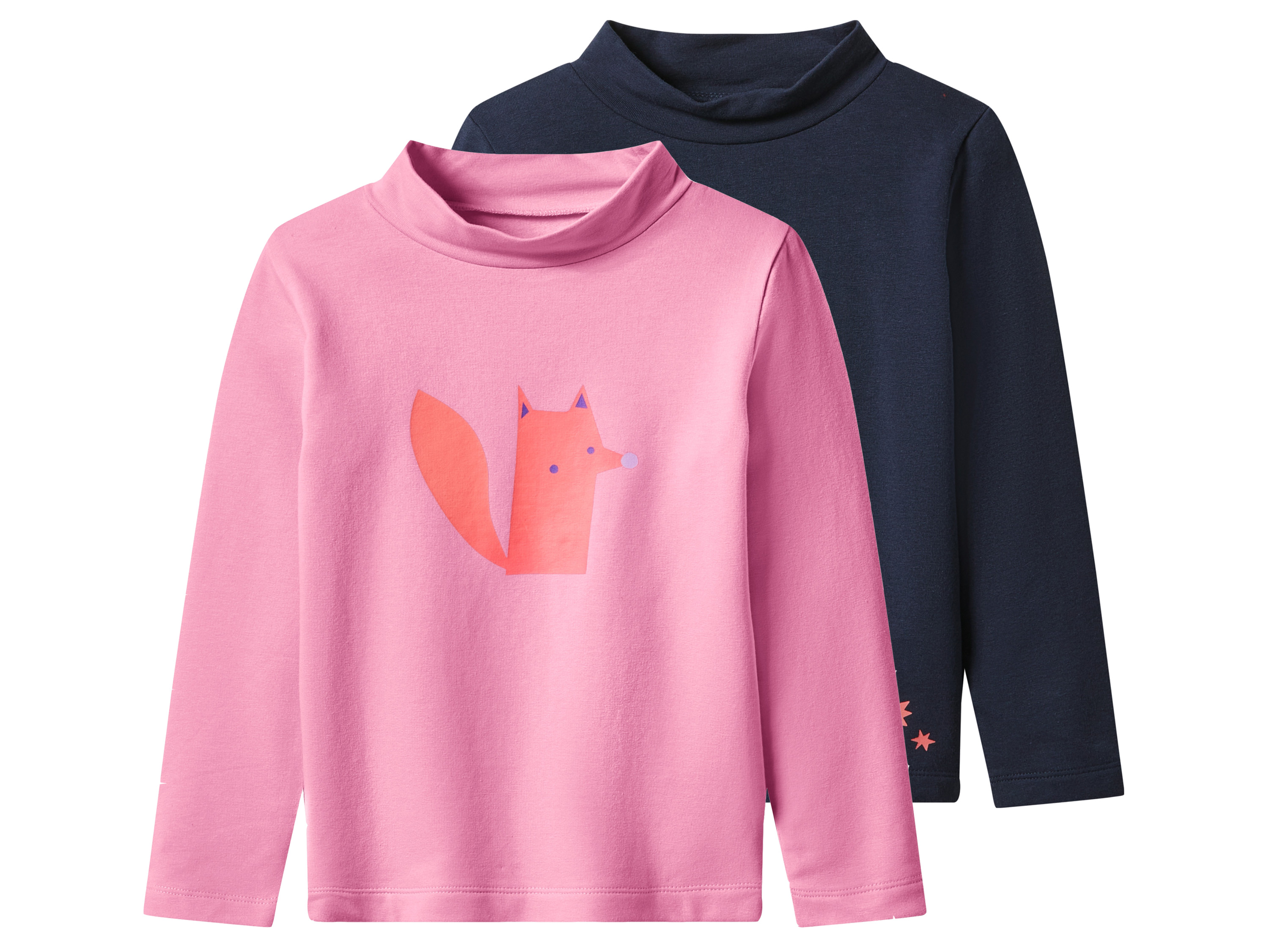 LUPILU Kinder thermoshirts, set van 2 (Donkerblauw/lichtroze, 86/92)