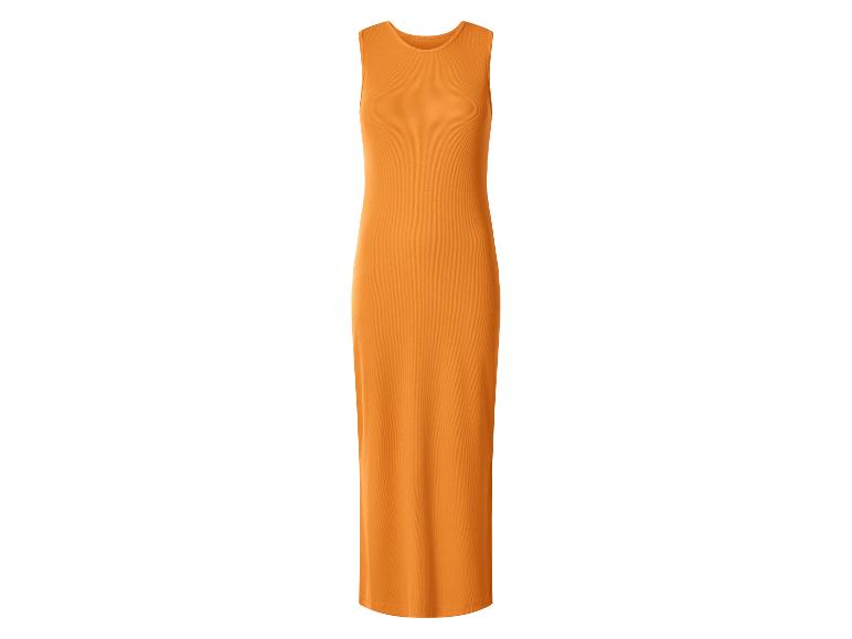 Oranje mouwloze dames maxi-jurk met geribbelde textuur