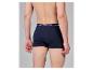 Donkerblauwe herenboxershort met elastische tailleband, achteraanzicht.