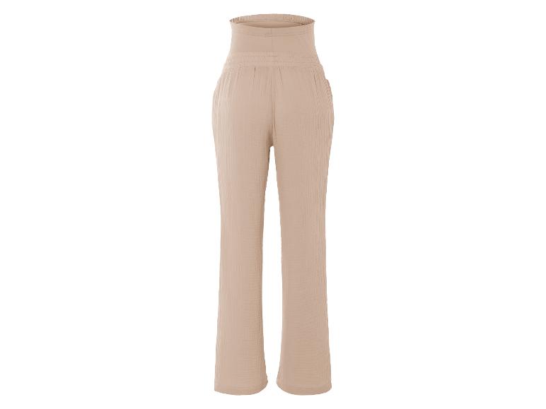 Beige wijde broek van mousseline.