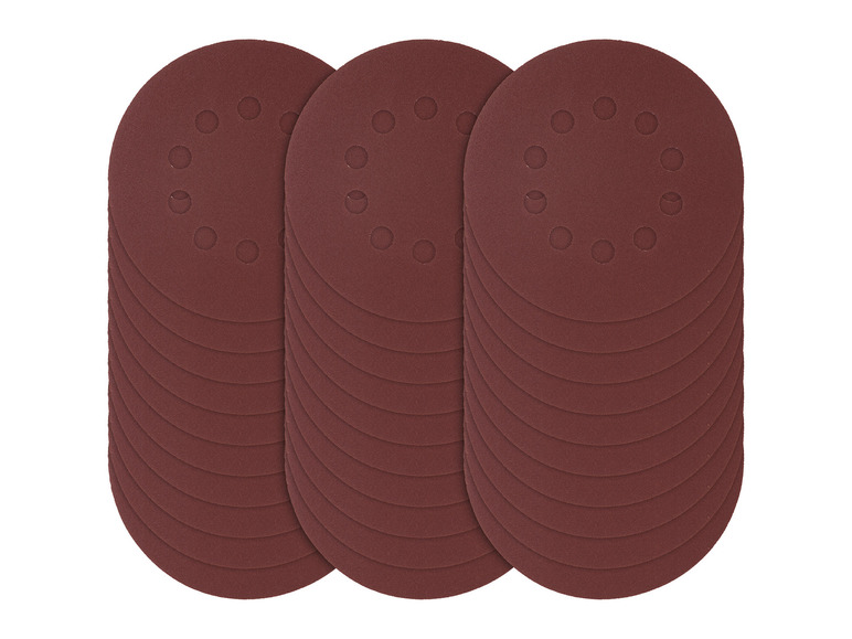 Drie stapels schuurpapier voor een schuurmachine.